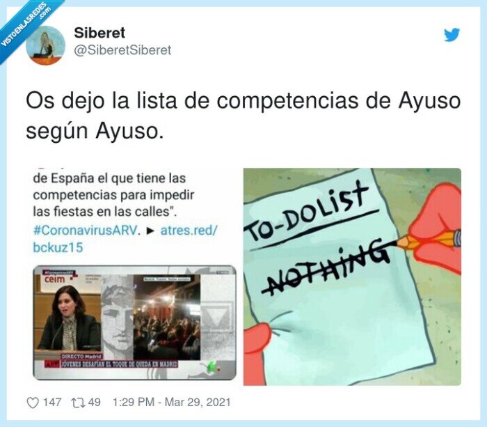 competencias,lista,ayuso,madrid,caradura,fiestas