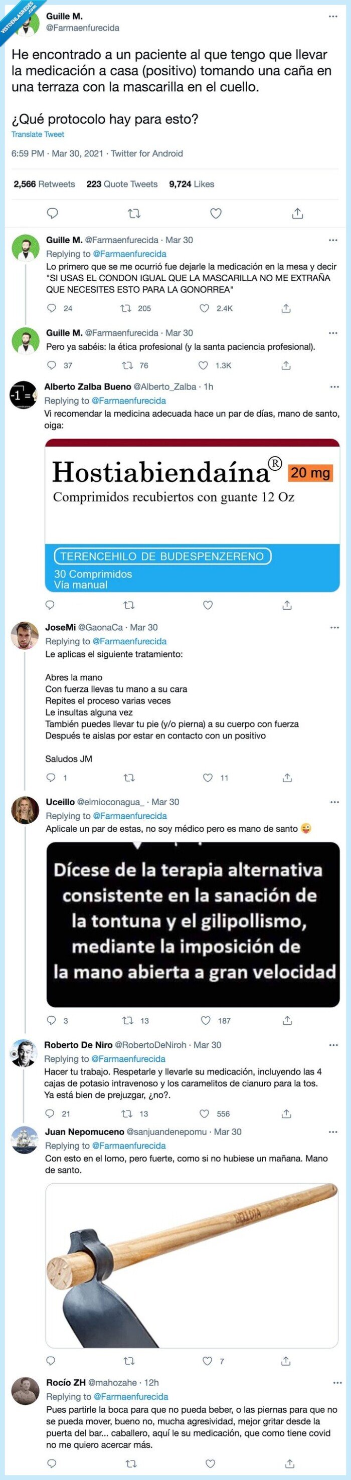 medicación,coronavirus,mascarilla,positivo,protocolo,paciente