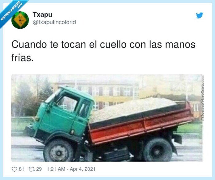 cuello,tocar,manos frías,camión