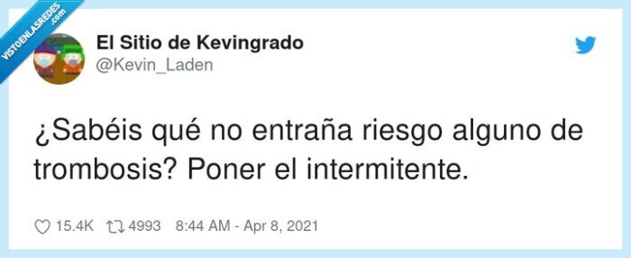 intermitente,trombosis,entraña,riesgo