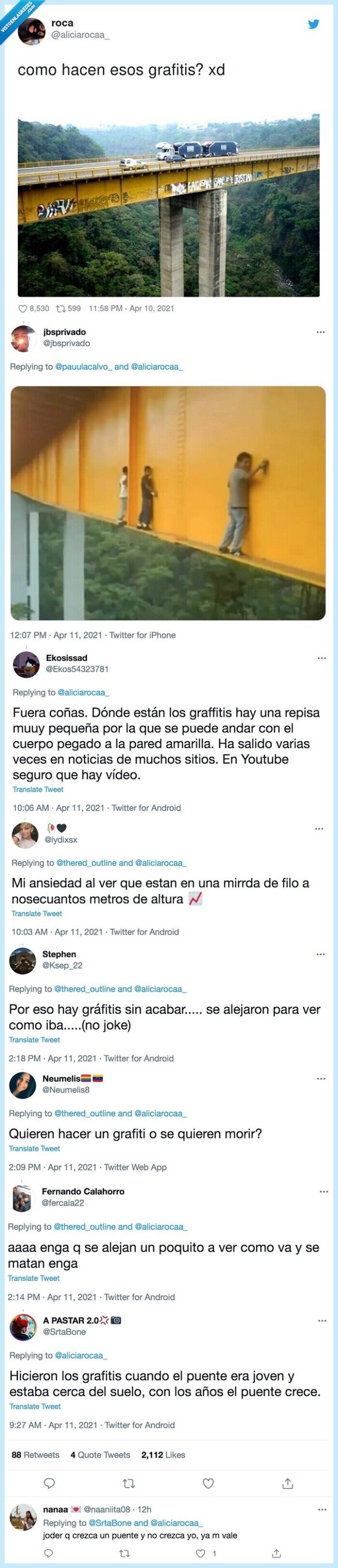 grafitis,puente,riesgo,peligro