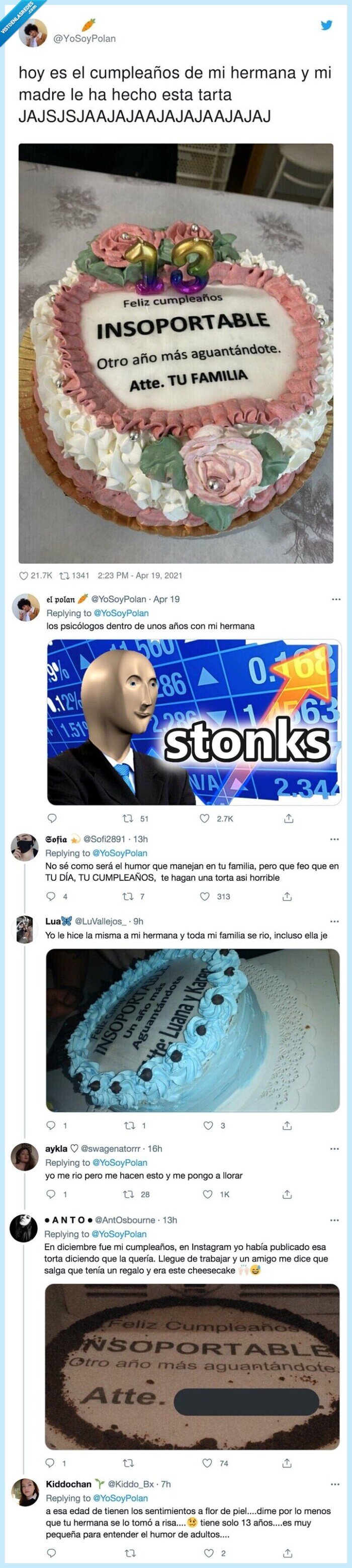 cumpleaños,hermana,madre,hecho,tarta,insoportable