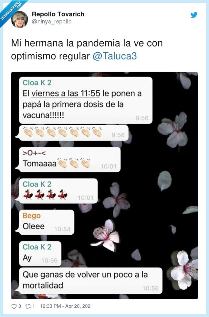 optimismo,pandemia,hermana,mortalidad,volver