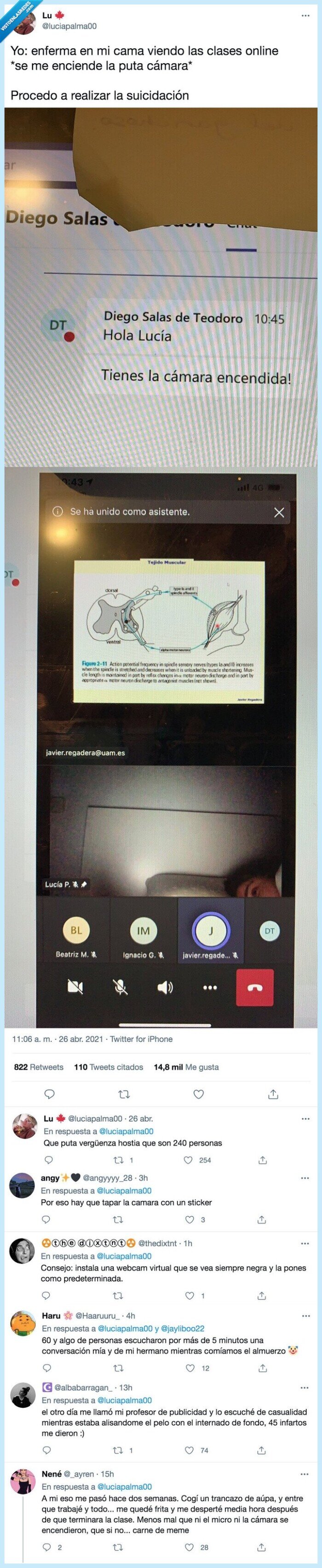 clases online,cámara,realizar,enferma