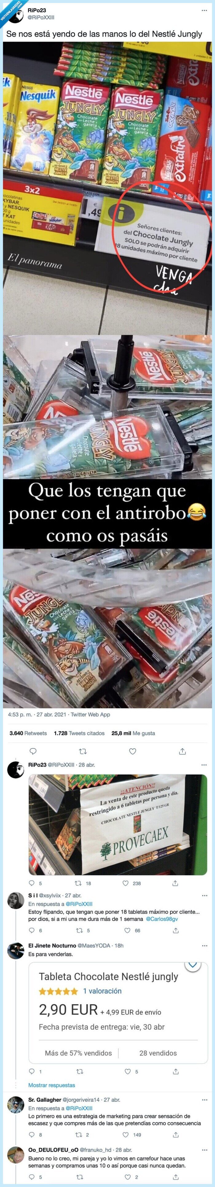 nestlé jungly,supermercado,restricciones