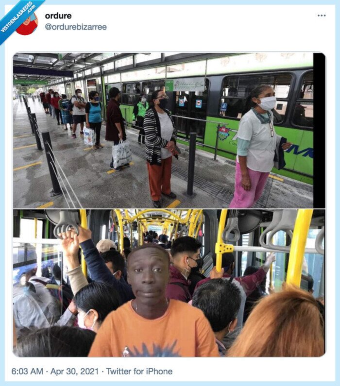 soy fan de este tío,distancia social,bus,transporte público
