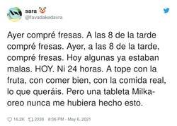 Enlace a Ya sé que hay trucos para que las fresas duren un poco más pero digo yo que podrían poner de su parte, por @favadakedavra