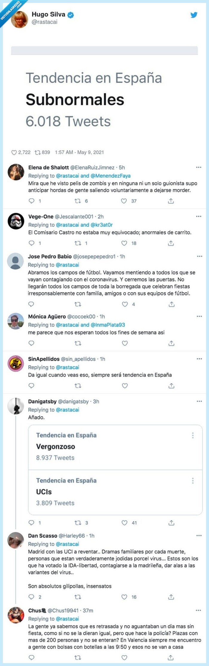 subnormales,trending topic,españa,coronavirus,toque de queda