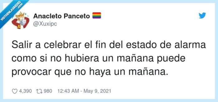 provocar,celebrar,coronavirus,mañana,estado de alarma