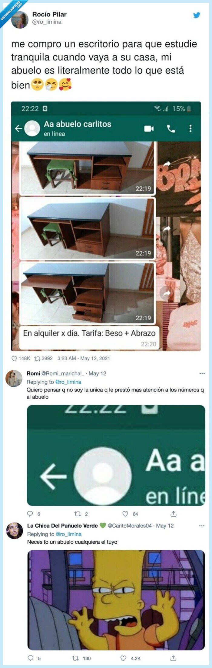 abuelo,escritorio,nieta,estudiar,universidad