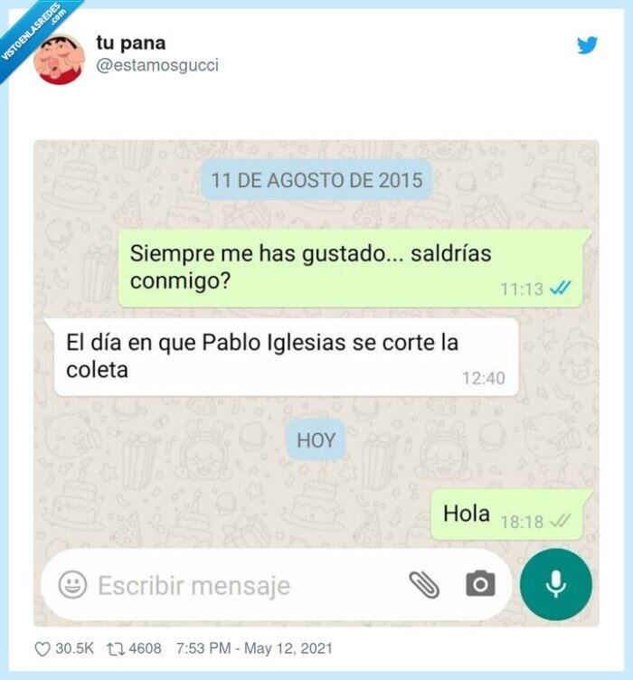 coleta,pablo iglesias,amor,cortarse,salir