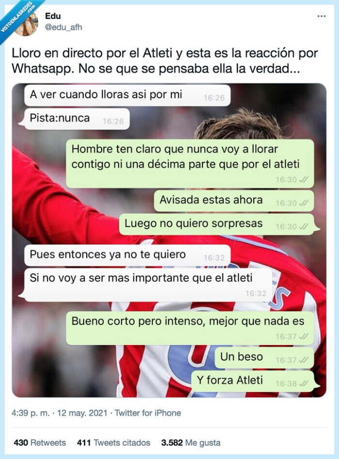 reacción,whatsapp,directo,pareja,atleti
