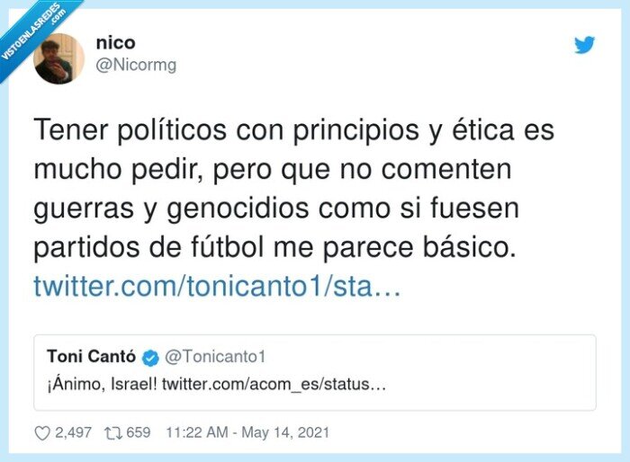 políticos,principios,genocidios,comentar,partidos de fútbol,toni cantó,israel