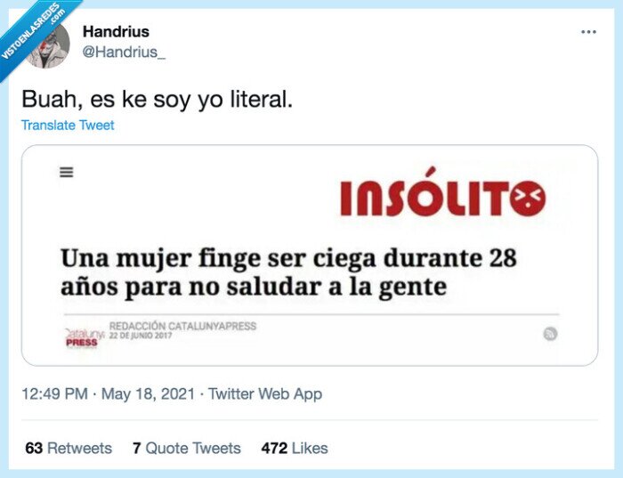 ceguera,saludar,fingir,ciega