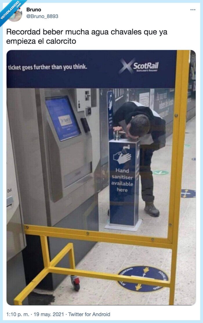 calorcito,recordar,chavales,beber,fuente,gel hidroalcohólico