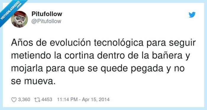evolución tecnológica,meter,cortina,bañera,mojarla