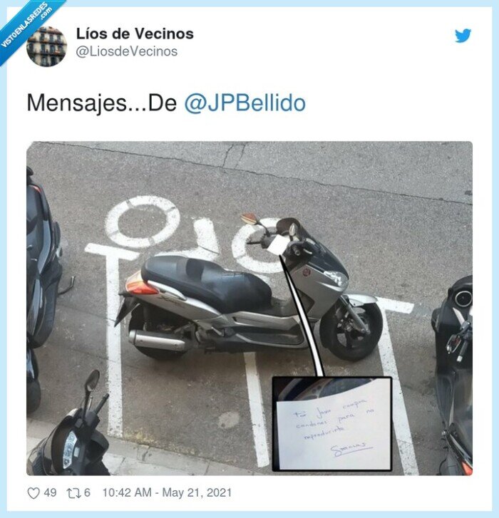 mensaje,nota,moto,aparcar