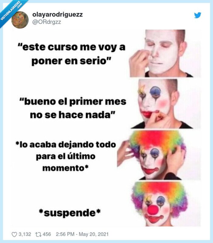 payaso,suspender,recuperar,exámenes
