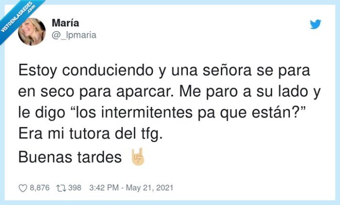 intermitentes,conducir,profesora,señora,aparcar