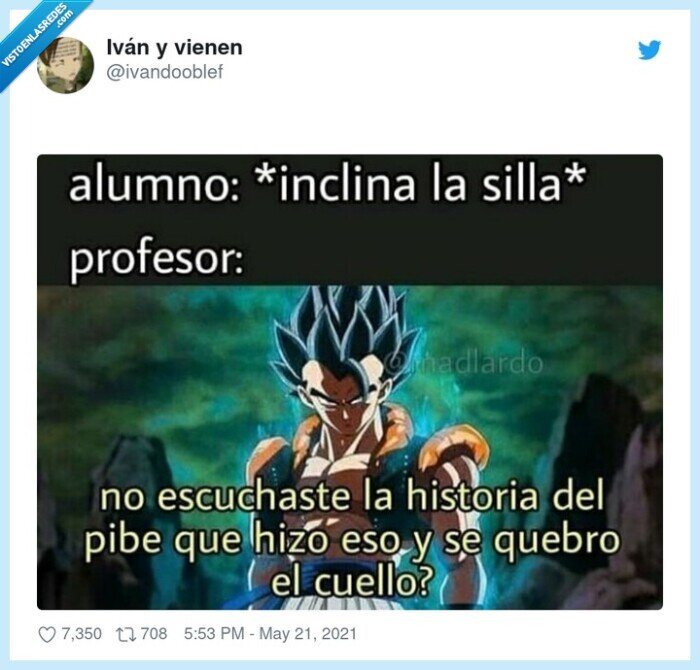 inclinar,silla,amenazar,clase,profesor