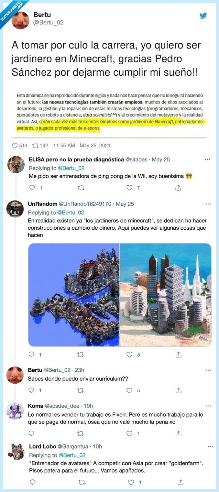 minecraft,jardinero,carrera,pedro sánchez