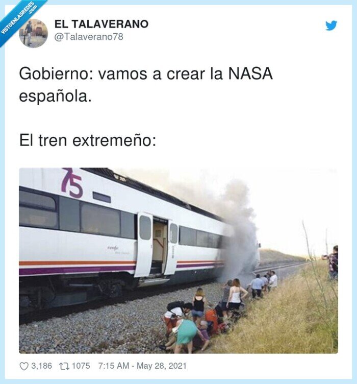 894387 - Qué suerte van a tener los extremeños van a ir primero a la luna que de Cáceres a Badajoz en tren, por @Talaverano78