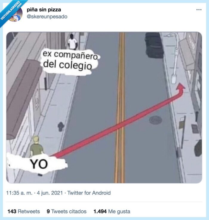 compañero,colegio,saludar,acera,evitar