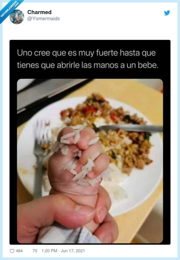 abrir,mano,bebé