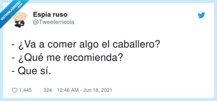 recomendar,caballero,comer,algo