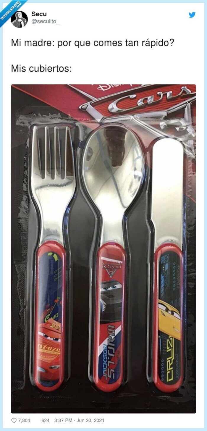 cubiertos,rápido,cars,comer