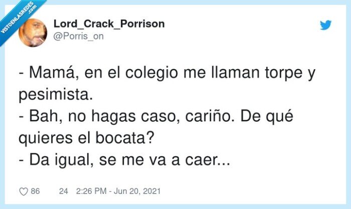 pesimista,bocata,niño,caer