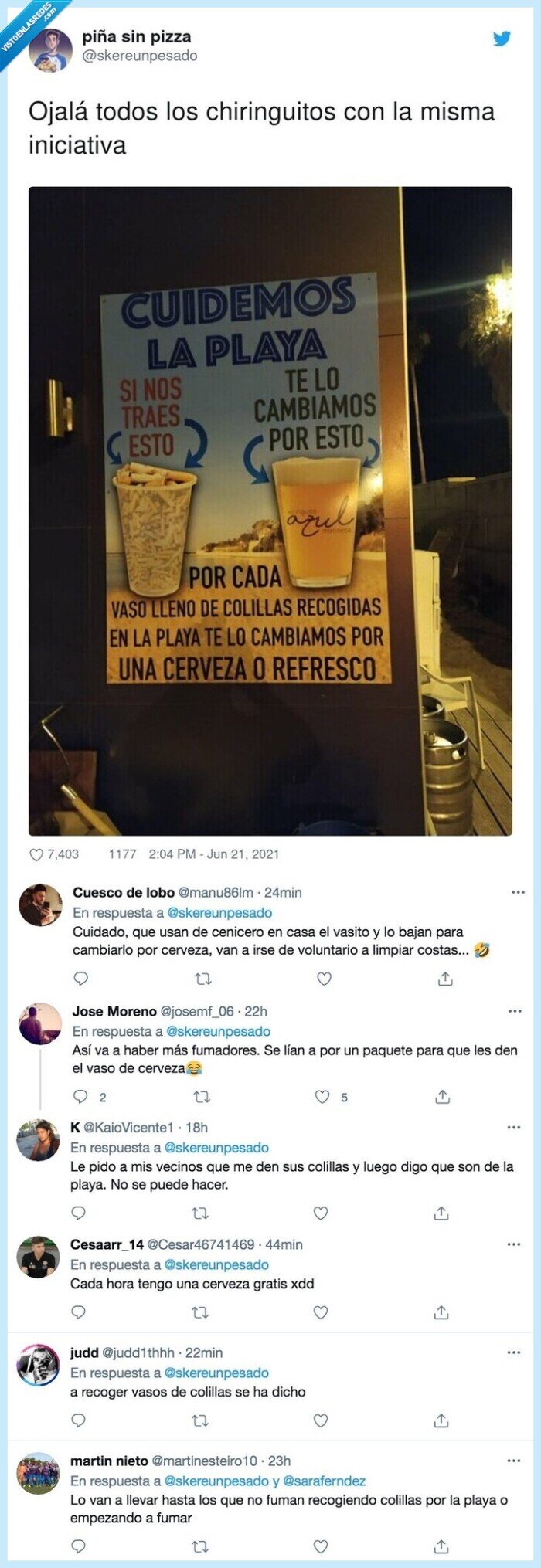 chiringuitos,iniciativa,colillas,cerveza,cambio
