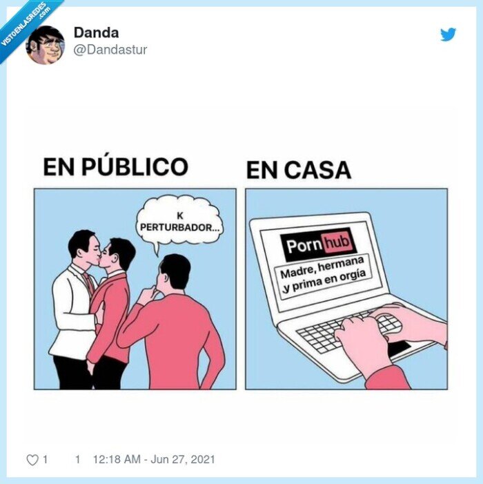 doble moral,en público,en casa,lésbico,perturbador