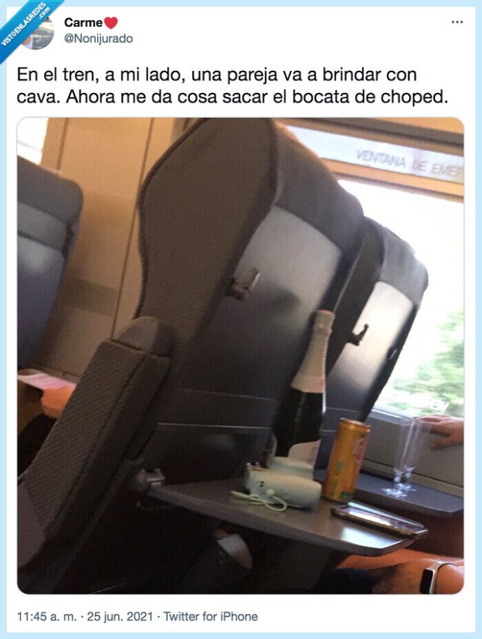 brindar,pareja,bocata,choped,tren,champán