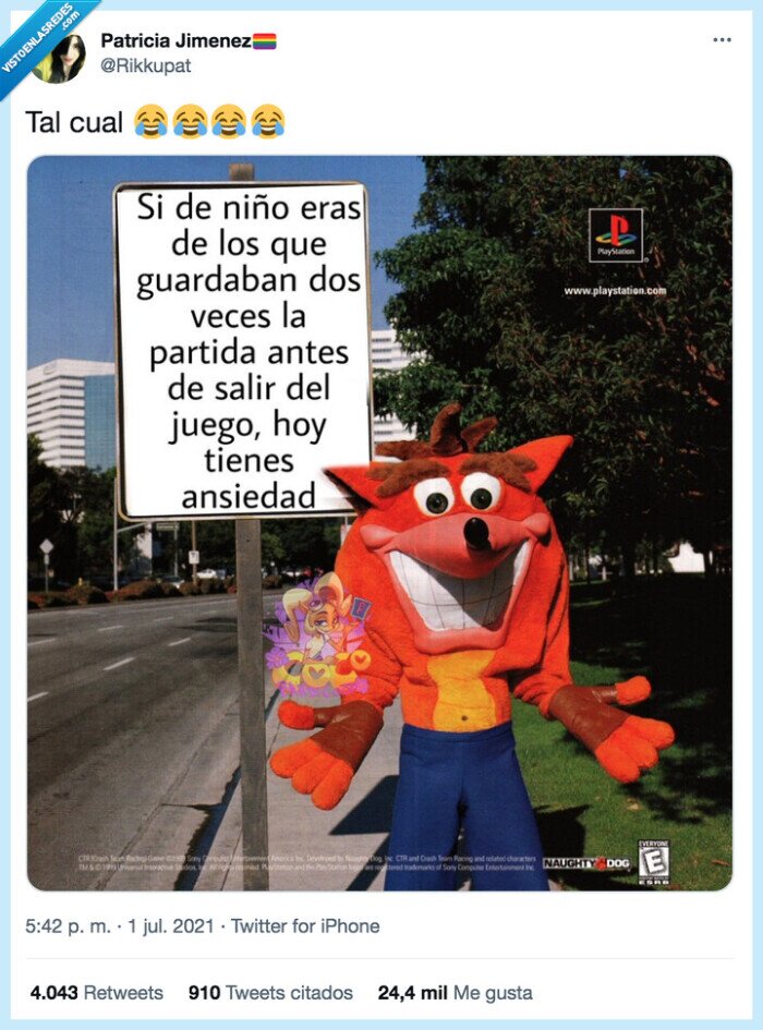 ansieda,grabar,partida,crash bandicoot