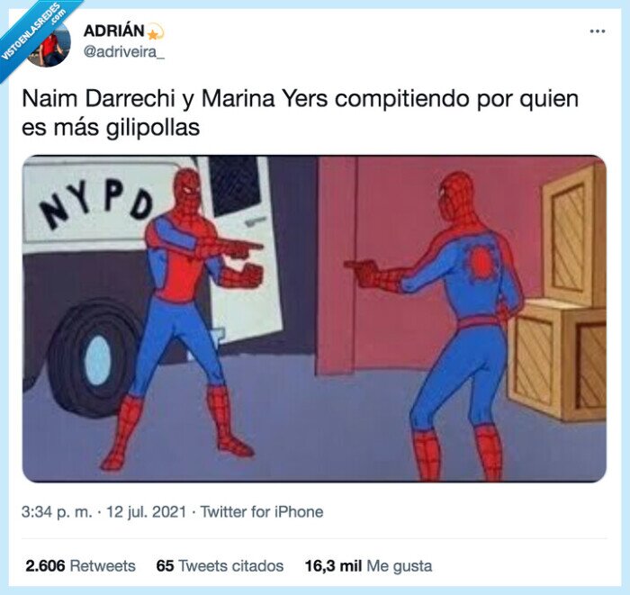 compitiendo,naim darrechi,marina yers,spiderman,inútiles