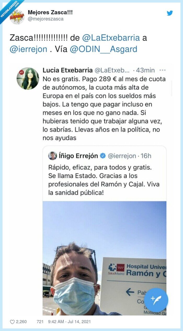 errejon,vacuna,sanidad,seguridad social,gratis,pagar,luci Extebarria