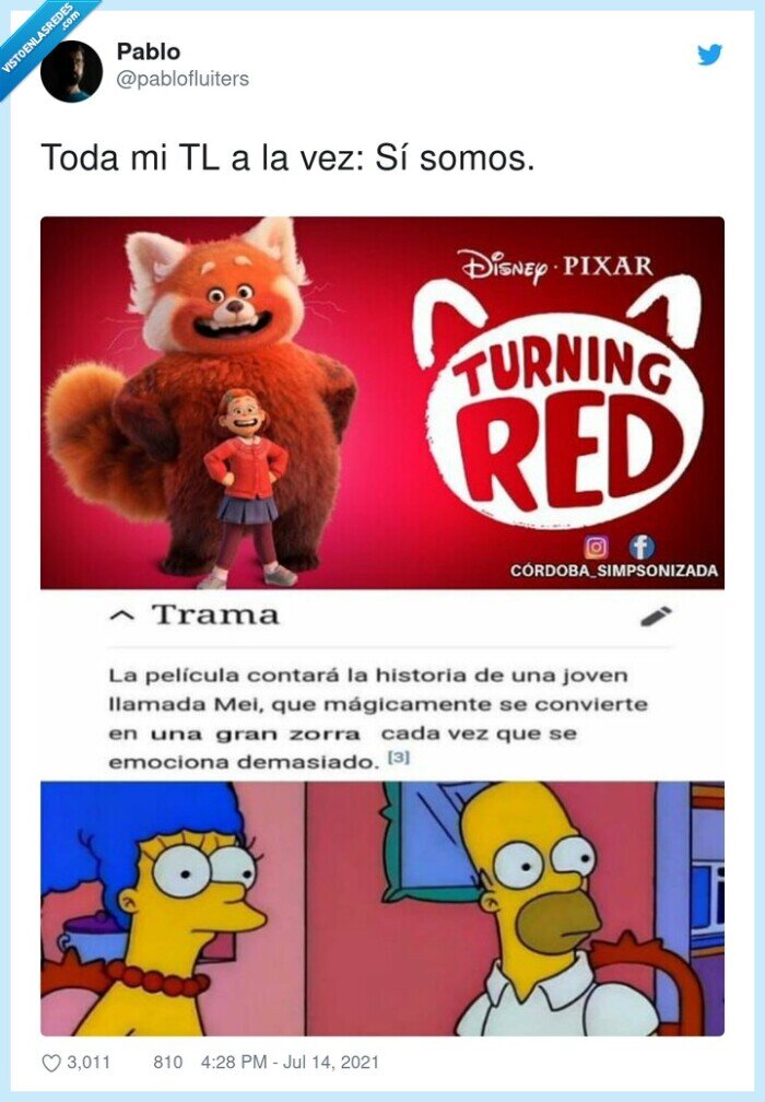 trama,turning red,zorra roja