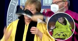 Enlace a Cachondeo mundial con el lío de Merkel al ponerse una toga en una universidad de EEUU, al estilo Messi
