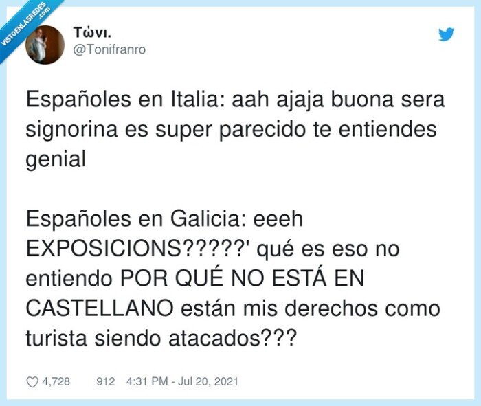 españoles,castellano,italiano,quejarse,gallego
