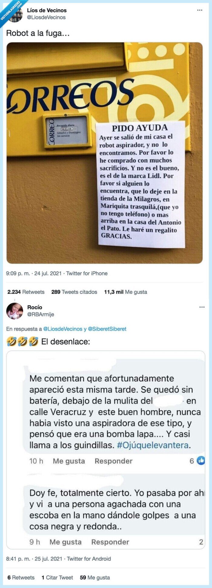 roomba,perdida,calle,anuncio