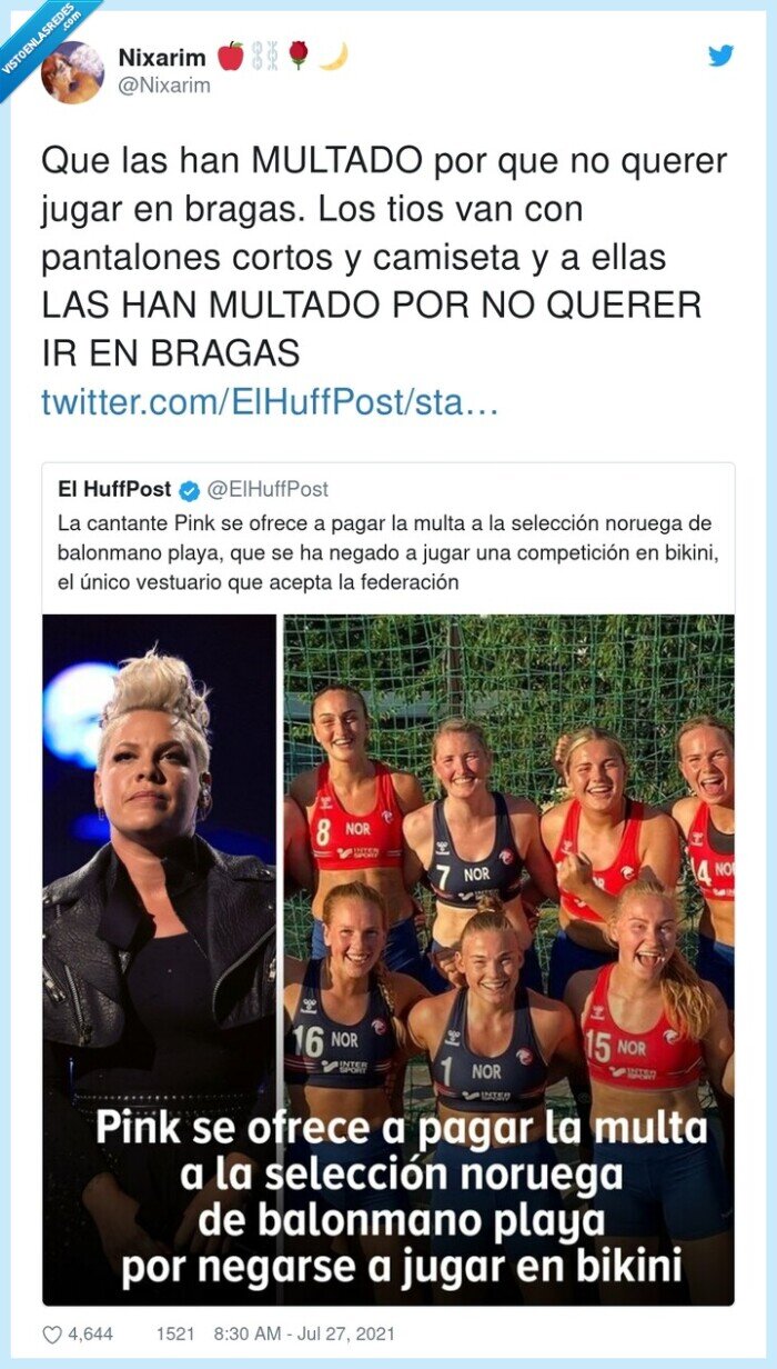 bragas,pink,multa,balonmano playa,jjoo,noruega
