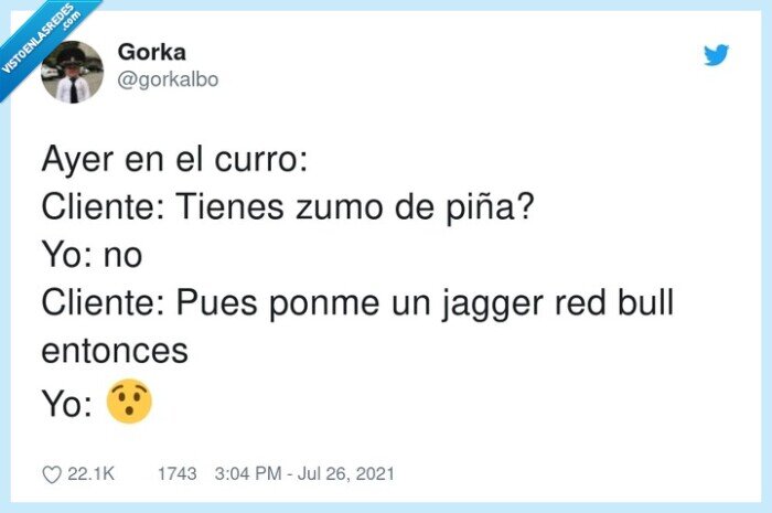 cliente,alcohol,jagger,curro,zumo de piña