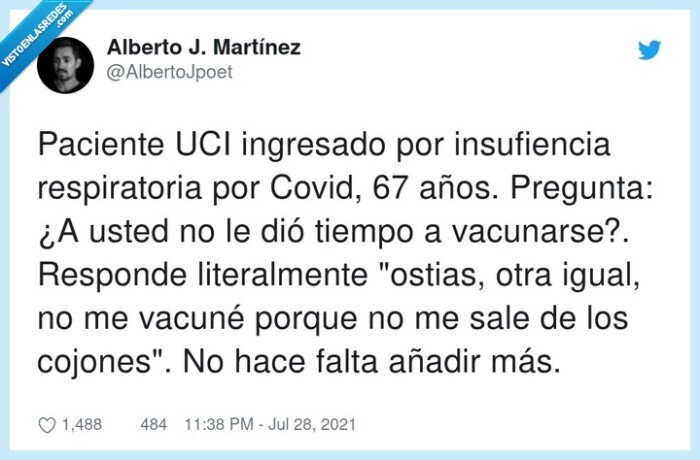 insufiencia respiratoria,ingresado,vacunarse,paciente,tonto