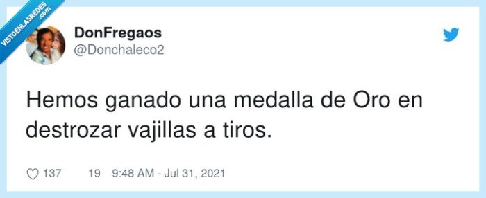 destrozar,vajillas,medalla,ganar,tiros