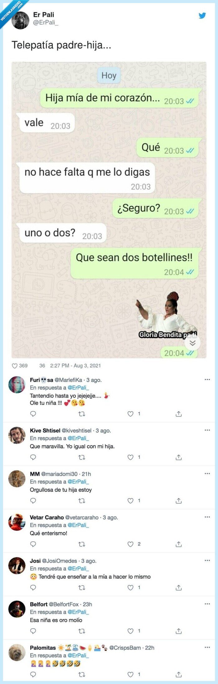 telepatía,padre,hija,botellines,encargo