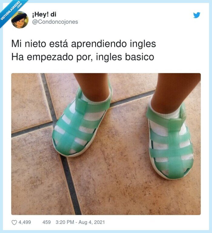 aprender,ingles basico,nieto,chanclas,calcetines