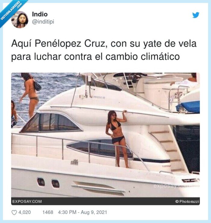 pe nélope cruz,luchar,cambio climático,yate