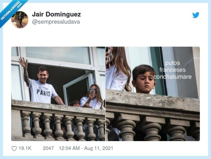 thiago messi,franceses,cara de asco,balcón,messi