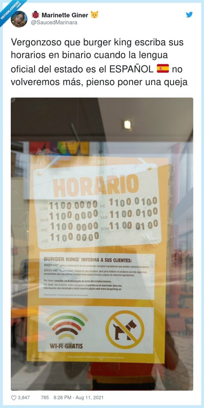 vergonzoso,burger king,horarios,??,español,binario